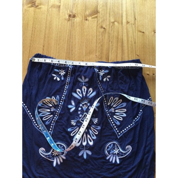 Torrid Womens Sleeveless Boho Top Size 2 2X Navy Blue Embroidered - Picture 7 of 8